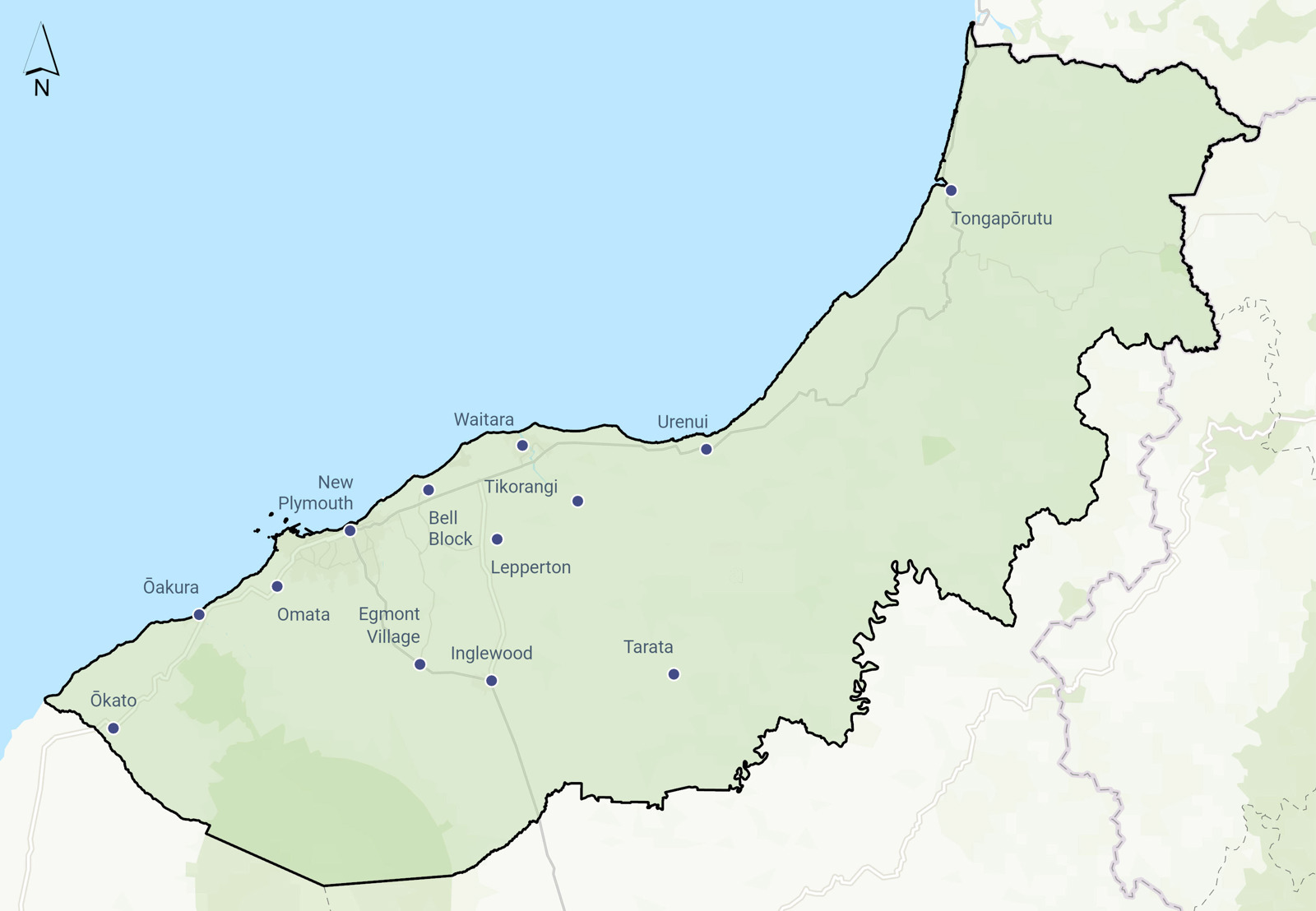 New Plymouth District electoral map.