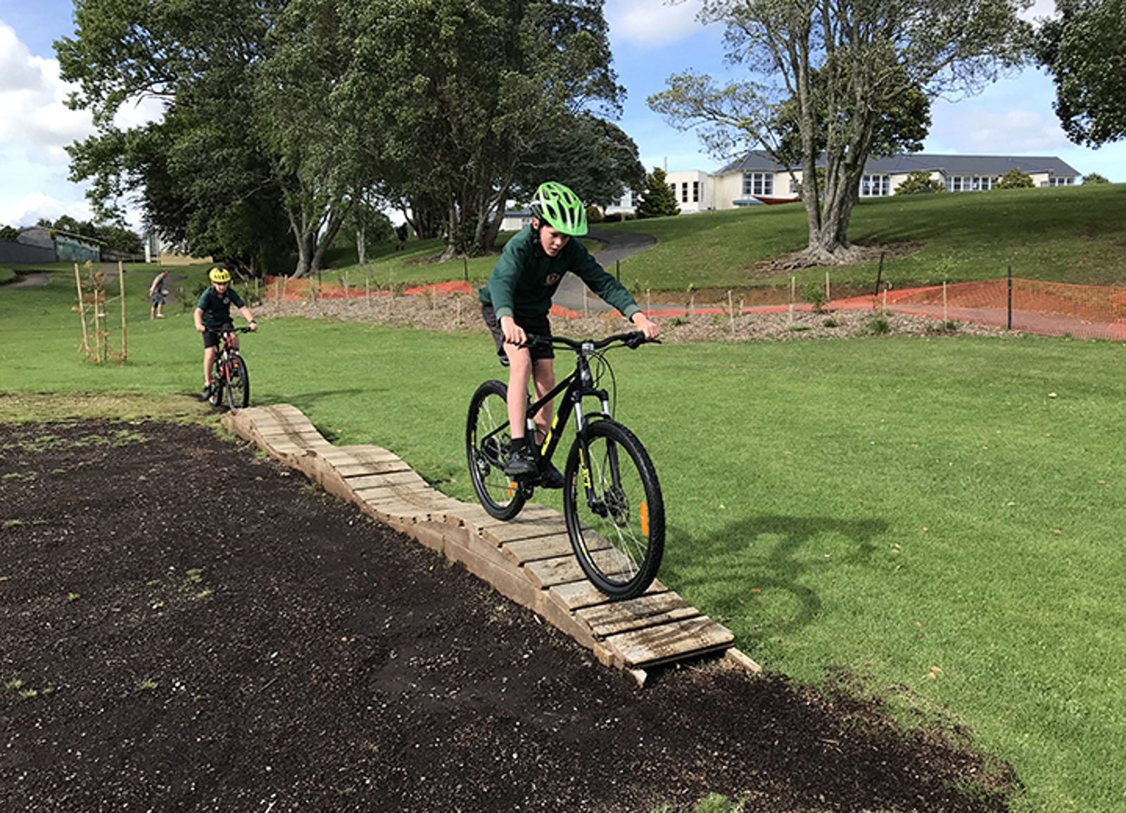 Boy on a bike at Highlands Intermediate School