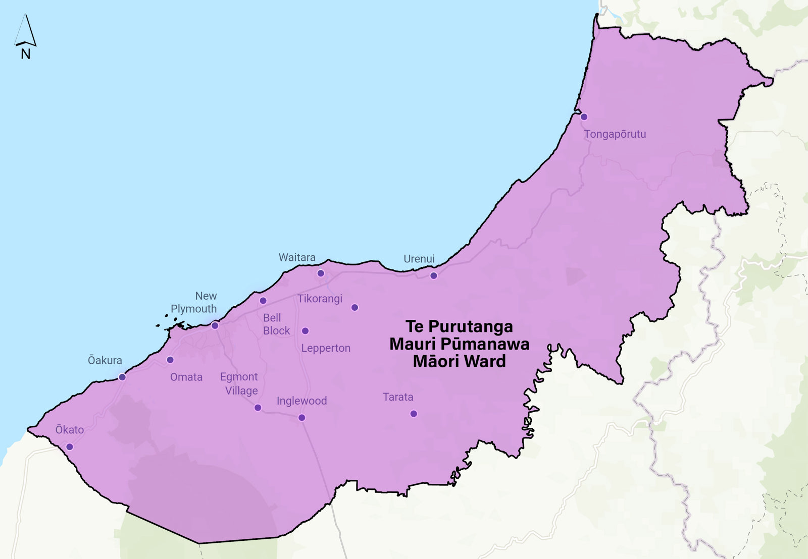 Te Purutanga Mauri Pūmanawa Māori ward map.