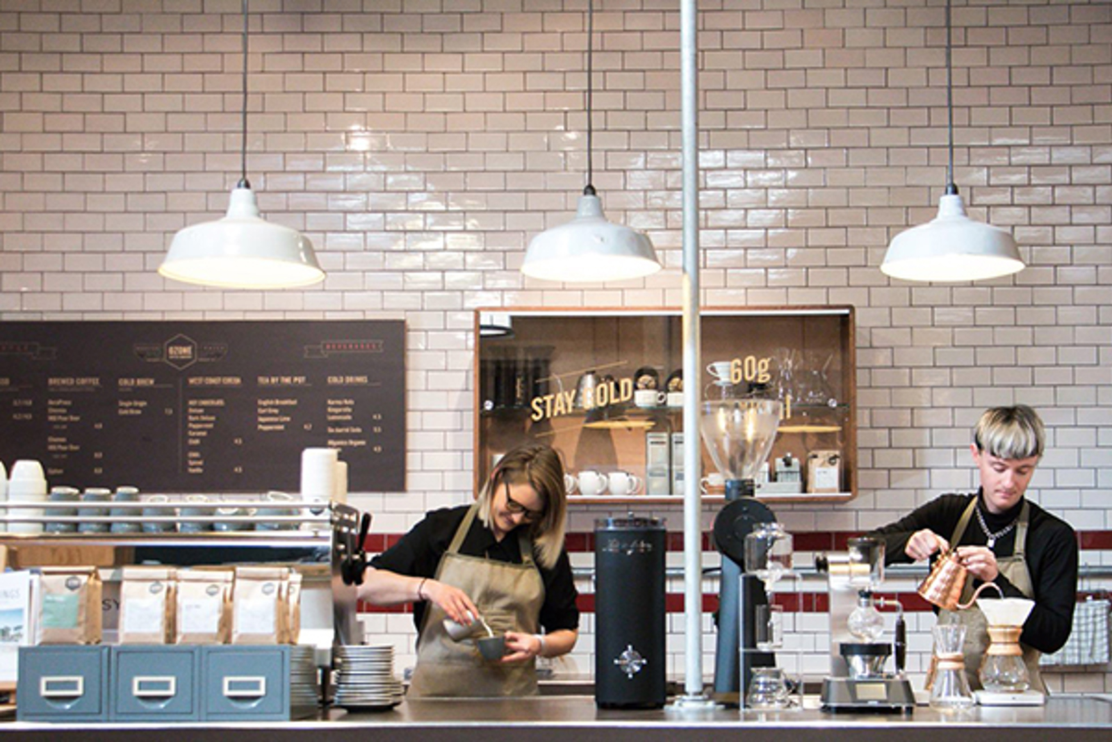 Making coffee in a cafe